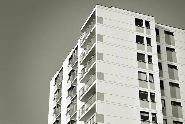 istock Modern, Luxury Apartment Building. Black and white. 846819916