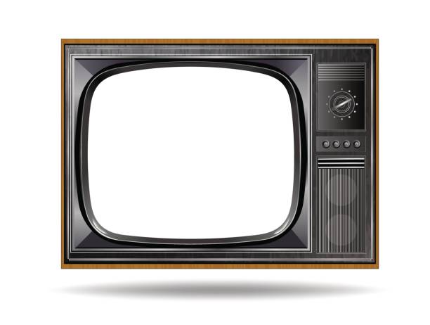 alte vintage tv isoliert auf weißem hintergrund - nobody arts backgrounds isolated objects arts and entertainment stock-grafiken, -clipart, -cartoons und -symbole