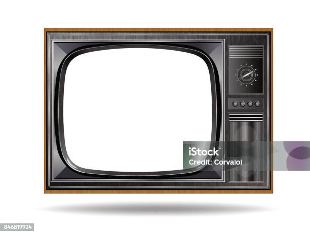 Alte Vintage Tv Isoliert Auf Weißem Hintergrund Stock Vektor Art und mehr Bilder von Fernseher - Fernseher, Fernsehbranche, Alt