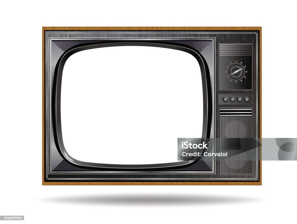 Old vintage TV isolated on white background Television Set stock vector