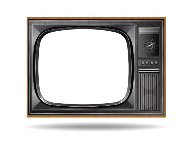 Vector illustration of Old vintage TV isolated on white background