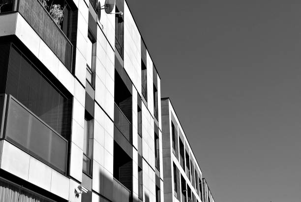 istock Modern, Luxury Apartment Building. Black and white. 846822776