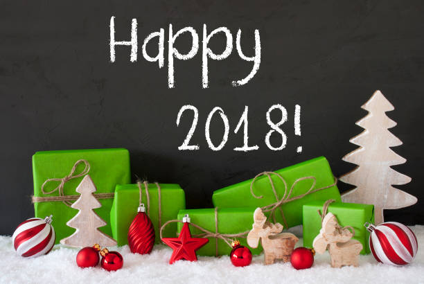 istock Christmas Decoration, Cement, Snow, Text Happy 2018 846823952