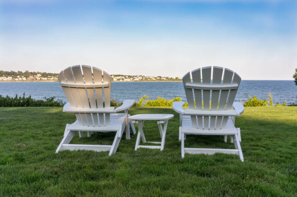 istock Adirondack Chairs overlooking the ocean on a sunny day in Newport Rhode Island 846826708