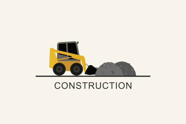 ilustraciones, imágenes clip art, dibujos animados e iconos de stock de cargador quita montones - bulldozer dozer construction equipment construction machinery