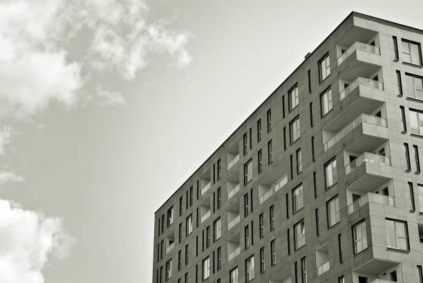 istock Modern, Luxury Apartment Building. Black and white. 846827768