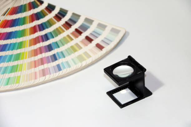 istock Black square Magnifying glass and Rainbow Sample Colors Palette Catalog. 846831098