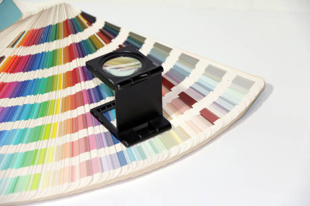 istock Black square Magnifying glass and Rainbow Sample Colors Palette Catalog. 846831178
