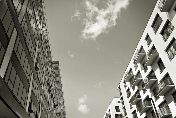 istock Modern, Luxury Apartment Building. Black and white. 846837960