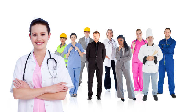 istock Smiling doctor in front of a team of different workers 846838046