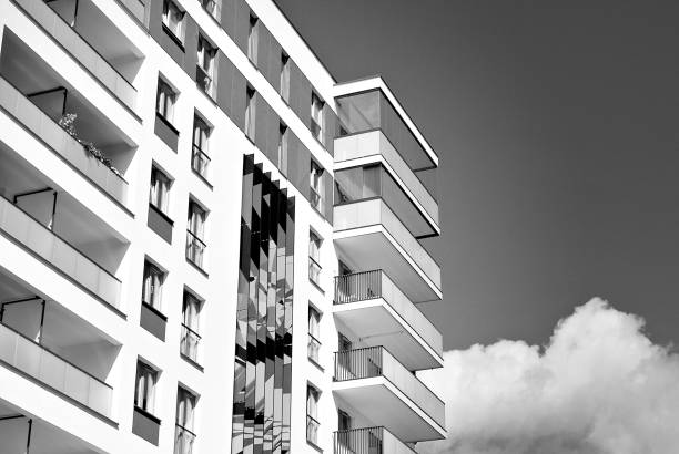 istock Modern, Luxury Apartment Building. Black and white. 846841658