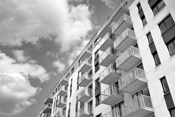 istock Modern, Luxury Apartment Building. Black and white. 846842044