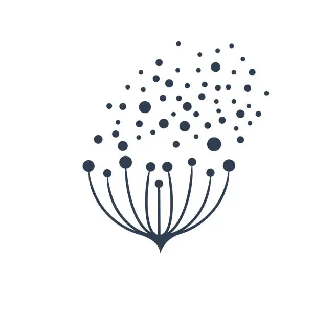 Vector illustration of Vector sign flower seeds flying in the wind