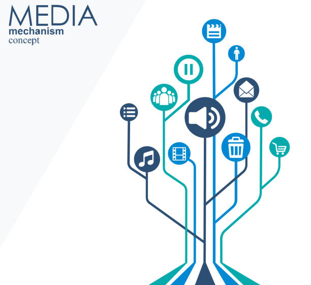 istock Media mechanism concept. Growth abstract background with integrated meta balls, integrated icon for digital, strategy, internet, network, connect, communicate, technology, global concepts. 846843022