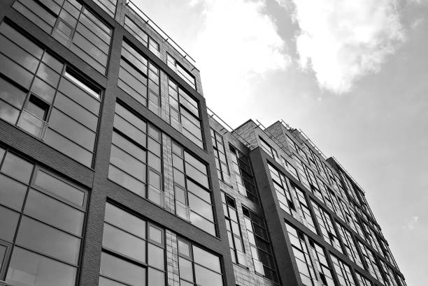 istock Modern, Luxury Apartment Building. Black and white. 846847168