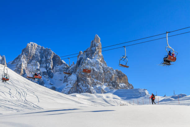 창백한 디 산 마르티노 자연 공원, 이탈리아에 있는 겨울 스포츠 - cimon della pala 뉴스 사진 이미지