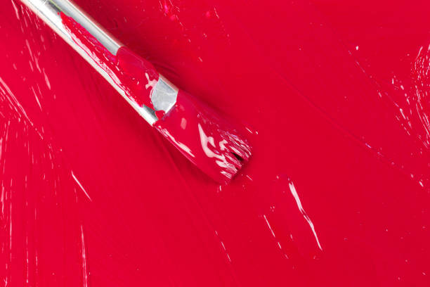 istock Wet brush on crimson red paint 846851754