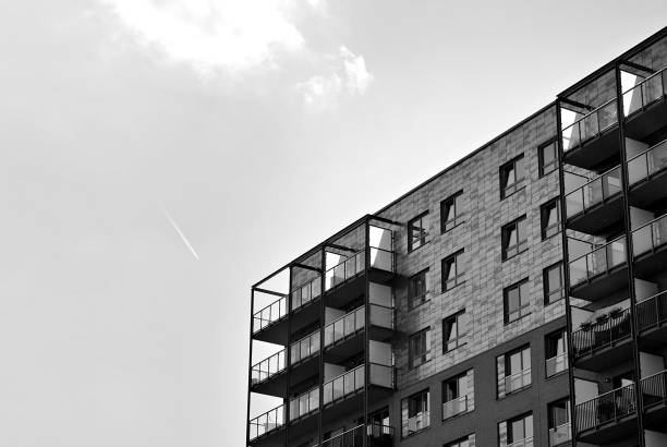 istock Modern, Luxury Apartment Building. Black and white. 846855506