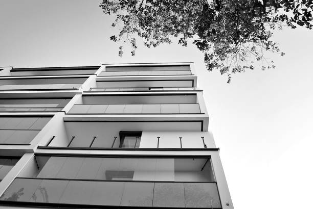 istock Modern, Luxury Apartment Building. Black and white. 846856614