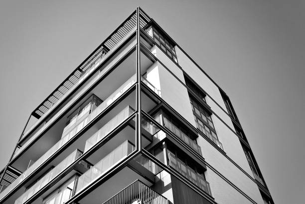 istock Modern, Luxury Apartment Building. Black and white. 846859470