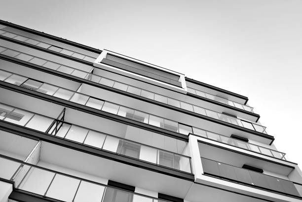 istock Modern, Luxury Apartment Building. Black and white. 846860518