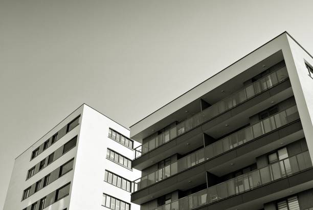 istock Modern, Luxury Apartment Building. Black and white. 846863438