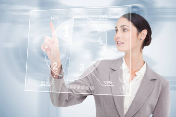 istock Businesswoman using nice transparent futuristic interface 846863526