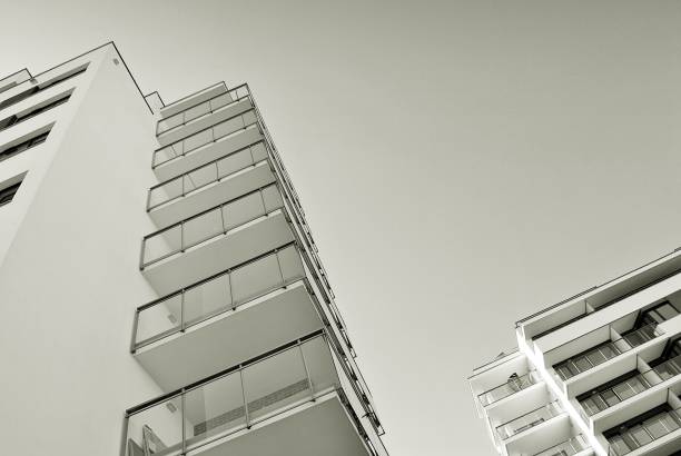 istock Modern, Luxury Apartment Building. Black and white. 846864352