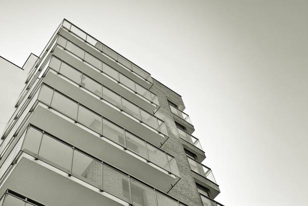 istock Modern, Luxury Apartment Building. Black and white. 846864638