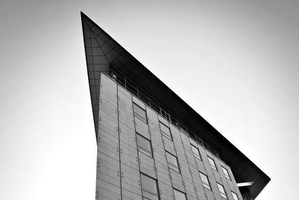 glass architecture of modern building. black and white