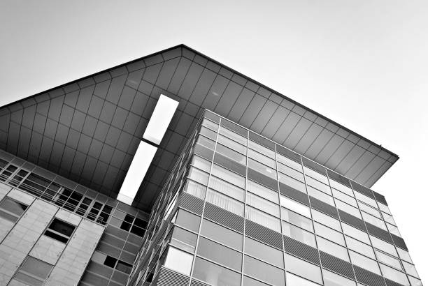 istock glass architecture of modern building. black and white 846874410
