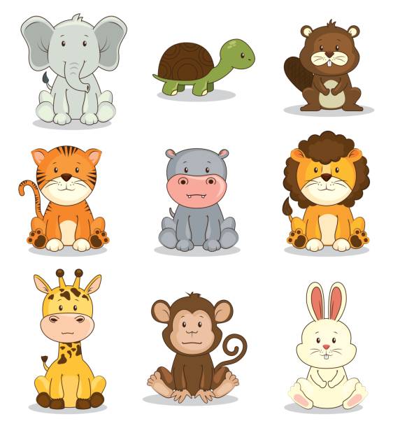 Cute Adorable Animal Icon Set Stock Illustration - Download Image Now - Baby  - Human Age, Cute, Elephant - iStock