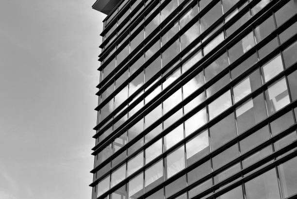 istock glass architecture of modern building. black and white 846874912