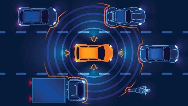 autonomní chytré auto - senzor stock ilustrace
