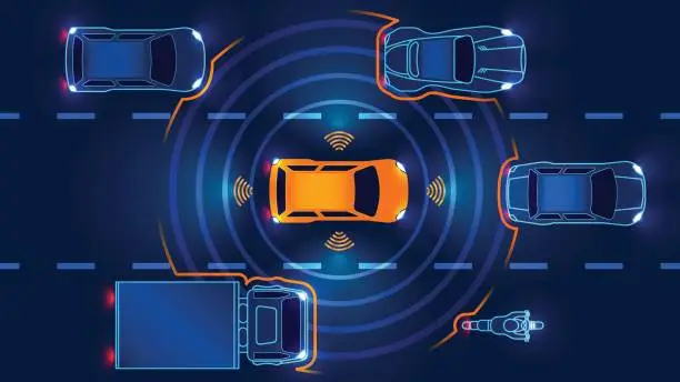 Vector illustration of Autonomous smart car