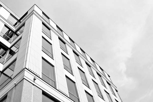 istock glass architecture of modern building. black and white 846878374