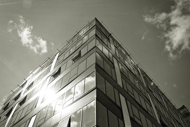 istock glass architecture of modern building. black and white 846878822