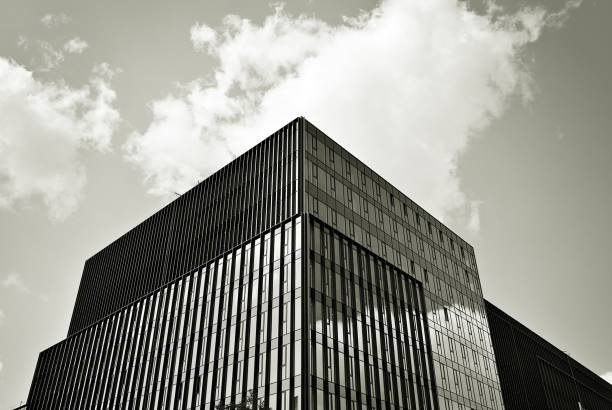istock glass architecture of modern building. black and white 846879028