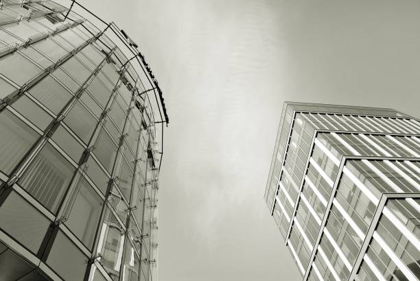 istock glass architecture of modern building. black and white 846879862