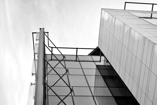 istock glass architecture of modern building. black and white 846882320