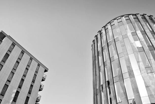 istock glass architecture of modern building. black and white 846882604