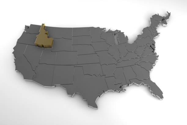 istock United states of America, 3d metallic map, whith idaho state highlighted. 3d render 846882908