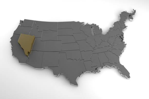 istock United states of America, 3d metallic map, whith nevada state highlighted. 3d render 846883008