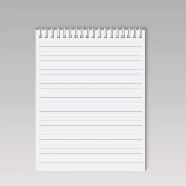 Vector illustration of Spiral notepad with lines. Vector.