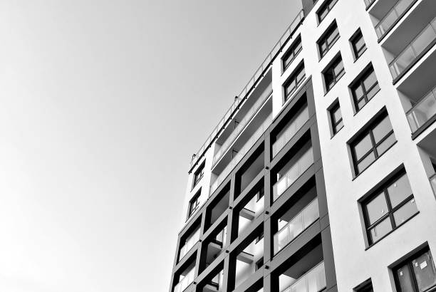 istock Modern, Luxury Apartment Building. Black and white. 846892282