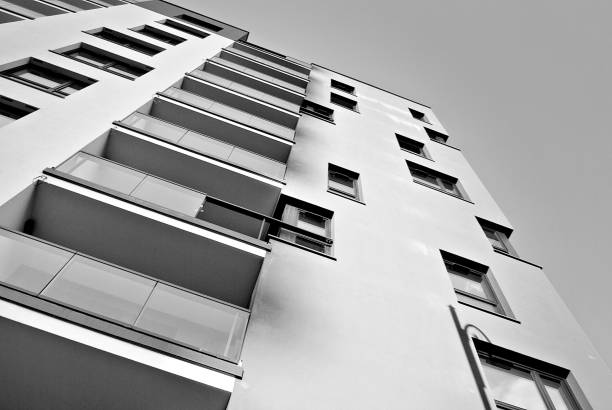 istock Modern, Luxury Apartment Building. Black and white. 846892348