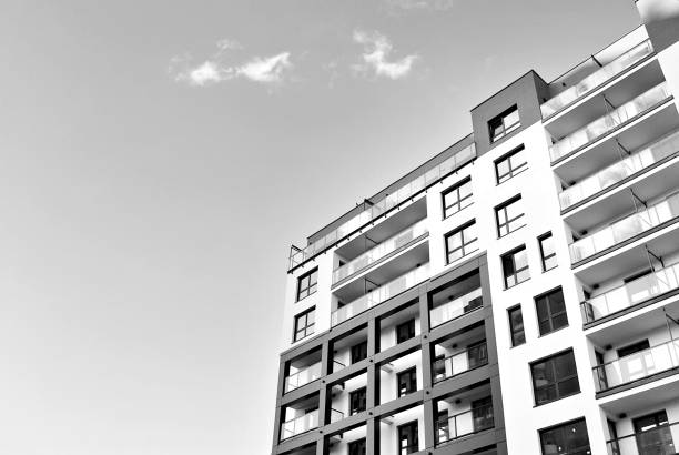 istock Modern, Luxury Apartment Building. Black and white. 846892480