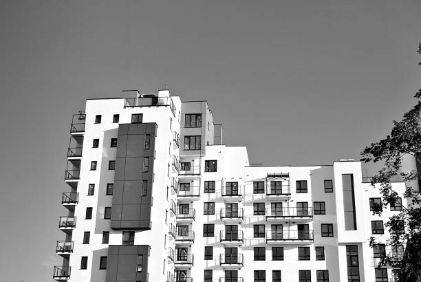 istock Modern, Luxury Apartment Building. Black and white. 846892678