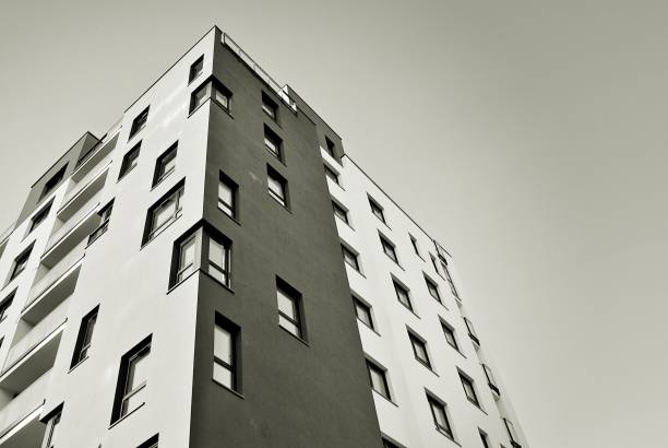 istock Modern, Luxury Apartment Building. Black and white. 846893714