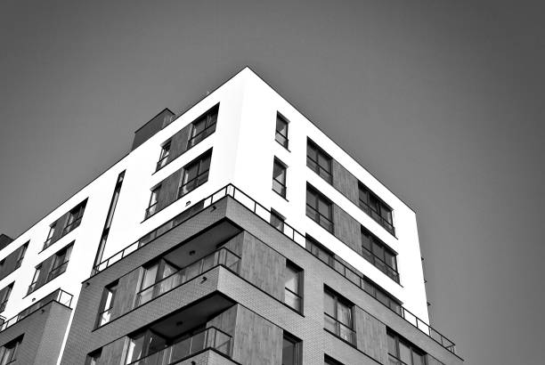 istock Modern, Luxury Apartment Building. Black and white. 846897712